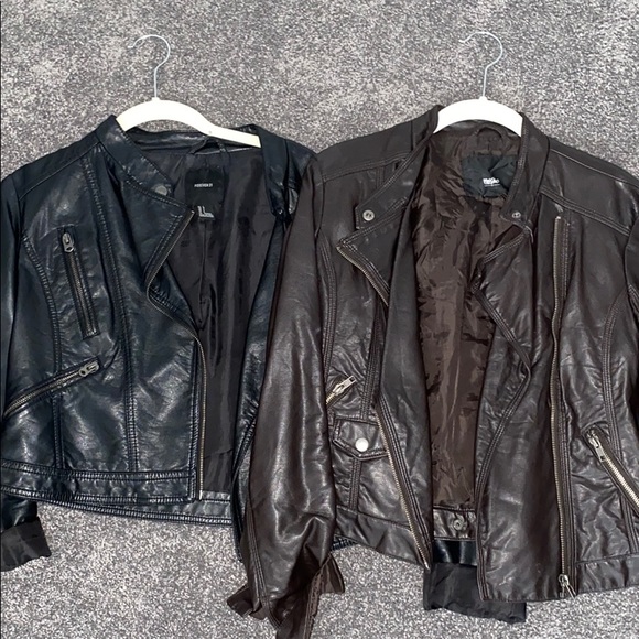 BLACK AND BROWN LEATHER JACKET DUO - Picture 1 of 5